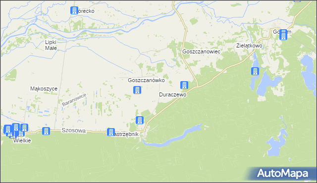 mapa Duraczewo, Duraczewo na mapie Targeo