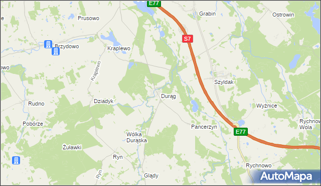 mapa Durąg, Durąg na mapie Targeo