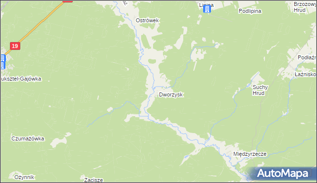 mapa Dworzysk gmina Sokółka, Dworzysk gmina Sokółka na mapie Targeo