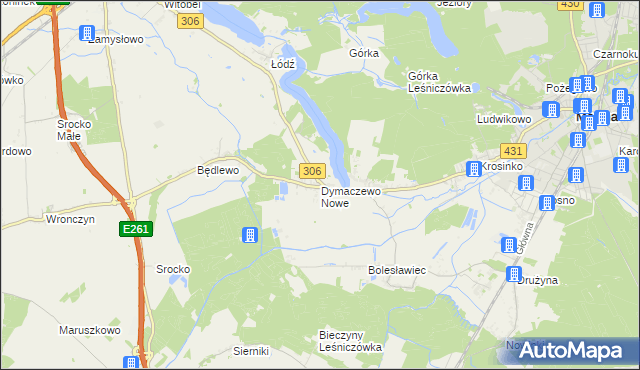 mapa Dymaczewo Nowe, Dymaczewo Nowe na mapie Targeo