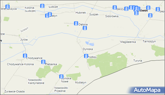 mapa Dyniska, Dyniska na mapie Targeo