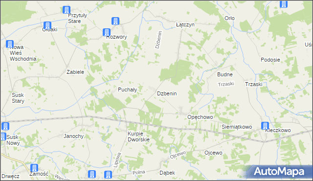 mapa Dzbenin gmina Troszyn, Dzbenin gmina Troszyn na mapie Targeo