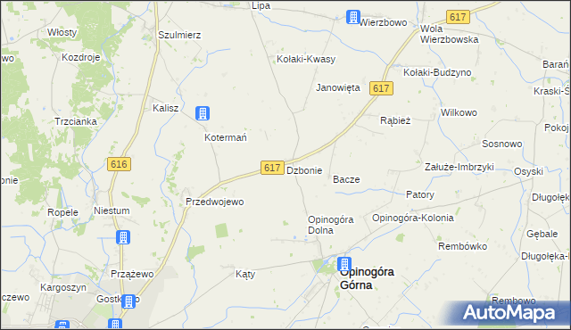 mapa Dzbonie, Dzbonie na mapie Targeo