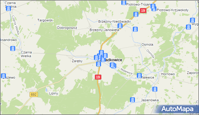 mapa Dziadkowice powiat siemiatycki, Dziadkowice powiat siemiatycki na mapie Targeo