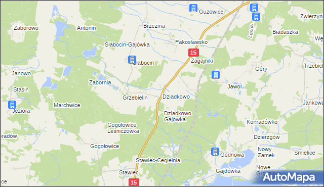 mapa Dziadkowo gmina Cieszków, Dziadkowo gmina Cieszków na mapie Targeo