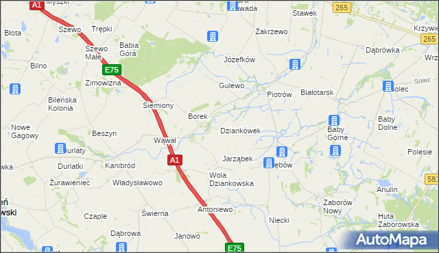 mapa Dziankówek, Dziankówek na mapie Targeo