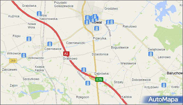 mapa Dziardonice, Dziardonice na mapie Targeo