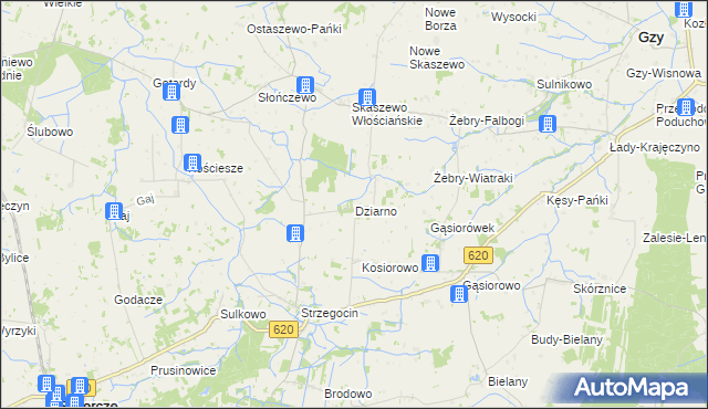 mapa Dziarno gmina Świercze, Dziarno gmina Świercze na mapie Targeo