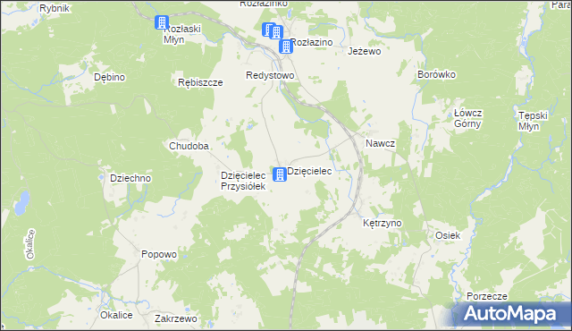 mapa Dzięcielec, Dzięcielec na mapie Targeo