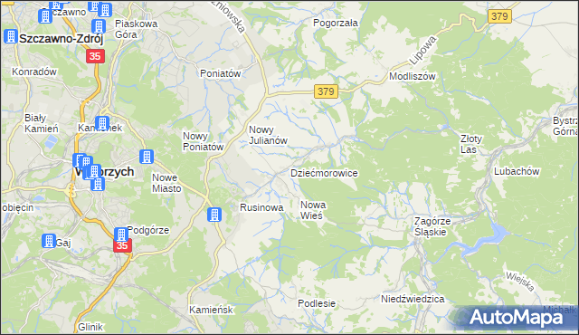 mapa Dziećmorowice, Dziećmorowice na mapie Targeo