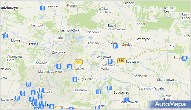 mapa Dzięglewo, Dzięglewo na mapie Targeo