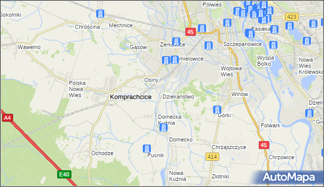 mapa Dziekaństwo, Dziekaństwo na mapie Targeo