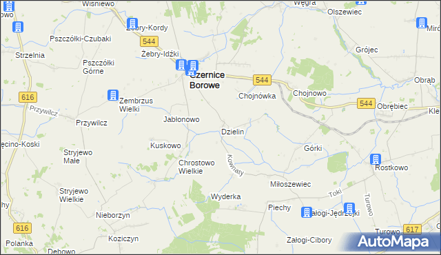 mapa Dzielin, Dzielin na mapie Targeo