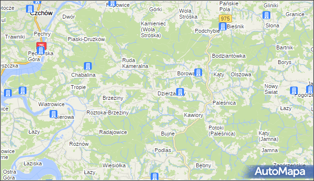 mapa Dzierżaniny, Dzierżaniny na mapie Targeo