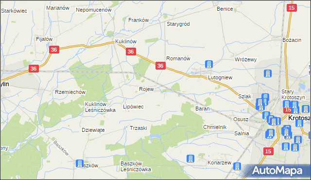 mapa Dzierżanów gmina Krotoszyn, Dzierżanów gmina Krotoszyn na mapie Targeo