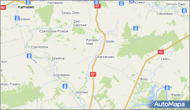mapa Dzierżanowo gmina Szelków, Dzierżanowo gmina Szelków na mapie Targeo