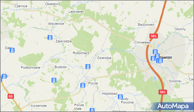 mapa Dzierzbia, Dzierzbia na mapie Targeo