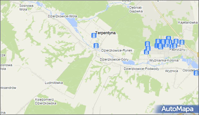 mapa Dzierzkowice-Góry, Dzierzkowice-Góry na mapie Targeo