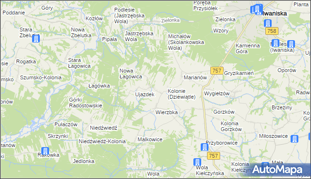 mapa Dziewiątle, Dziewiątle na mapie Targeo