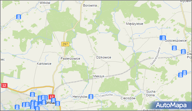 mapa Dzikowice, Dzikowice na mapie Targeo