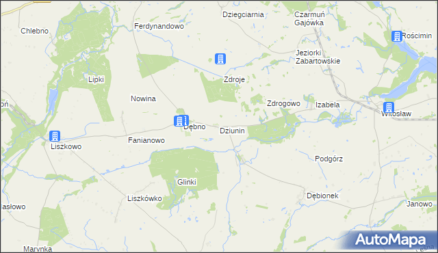 mapa Dziunin gmina Łobżenica, Dziunin gmina Łobżenica na mapie Targeo
