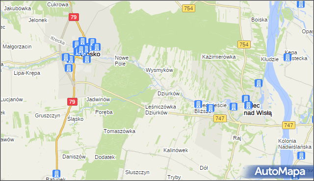 mapa Dziurków, Dziurków na mapie Targeo