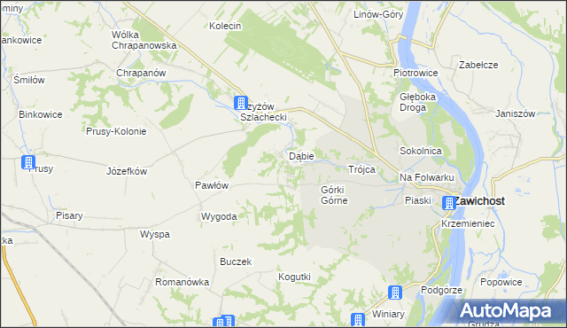 mapa Dziurów gmina Zawichost, Dziurów gmina Zawichost na mapie Targeo