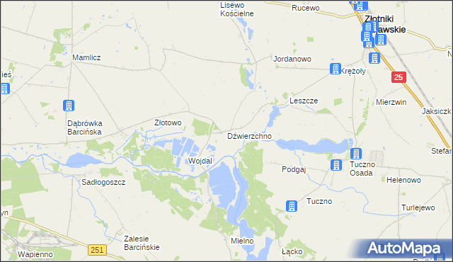 mapa Dźwierzchno, Dźwierzchno na mapie Targeo