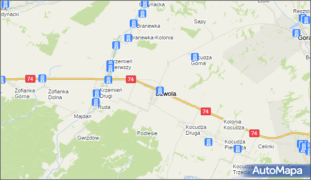 mapa Dzwola, Dzwola na mapie Targeo