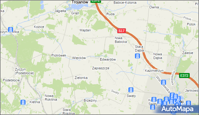 mapa Edwardów gmina Ryki, Edwardów gmina Ryki na mapie Targeo