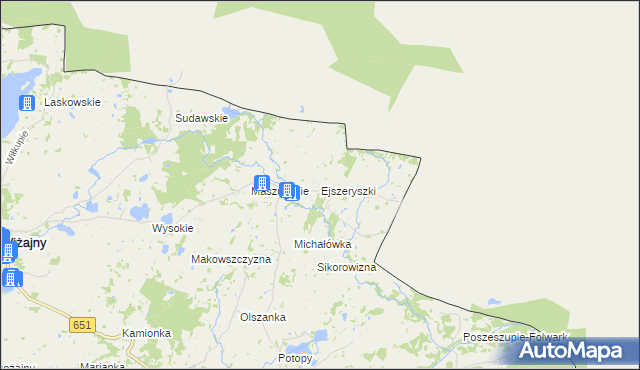 mapa Ejszeryszki, Ejszeryszki na mapie Targeo