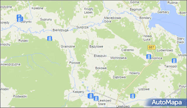 mapa Eliaszuki, Eliaszuki na mapie Targeo