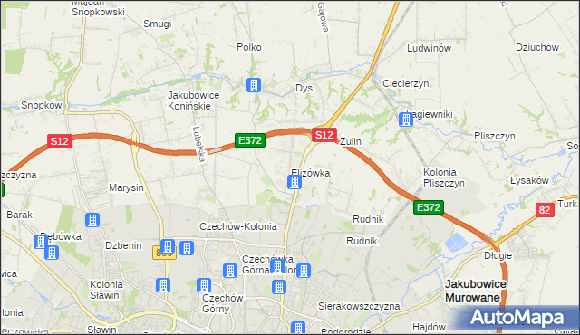 mapa Elizówka gmina Niemce, Elizówka gmina Niemce na mapie Targeo