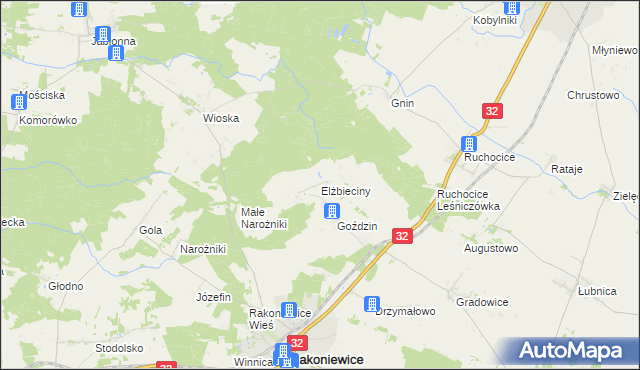 mapa Elżbieciny, Elżbieciny na mapie Targeo