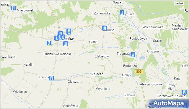 mapa Elżbietów gmina Michów, Elżbietów gmina Michów na mapie Targeo