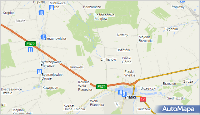 mapa Emilianów gmina Piaski, Emilianów gmina Piaski na mapie Targeo