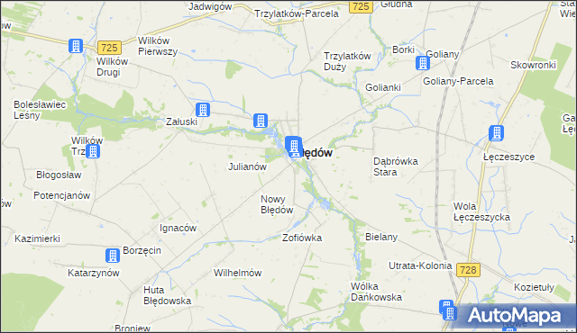 mapa Fabianów gmina Błędów, Fabianów gmina Błędów na mapie Targeo