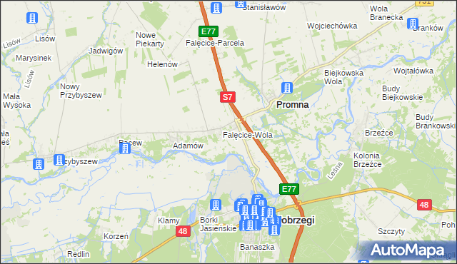 mapa Falęcice, Falęcice na mapie Targeo