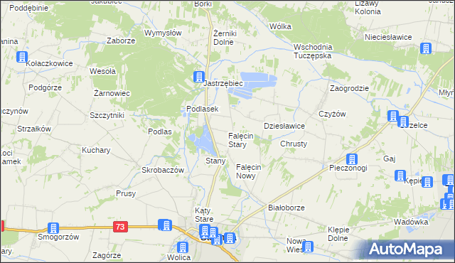 mapa Falęcin Stary, Falęcin Stary na mapie Targeo