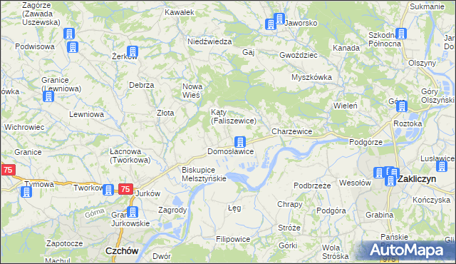 mapa Faliszewice, Faliszewice na mapie Targeo