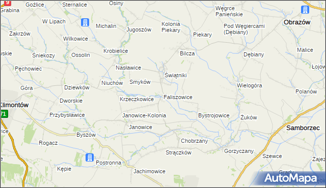 mapa Faliszowice, Faliszowice na mapie Targeo