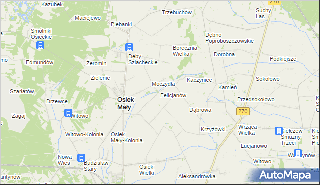 mapa Felicjanów gmina Osiek Mały, Felicjanów gmina Osiek Mały na mapie Targeo