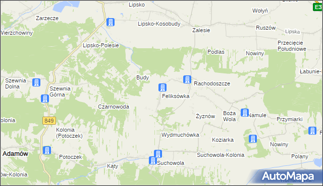 mapa Feliksówka gmina Adamów, Feliksówka gmina Adamów na mapie Targeo