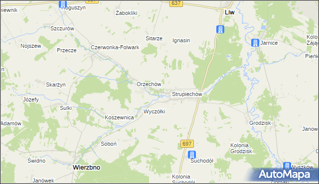 mapa Filipy gmina Wierzbno, Filipy gmina Wierzbno na mapie Targeo