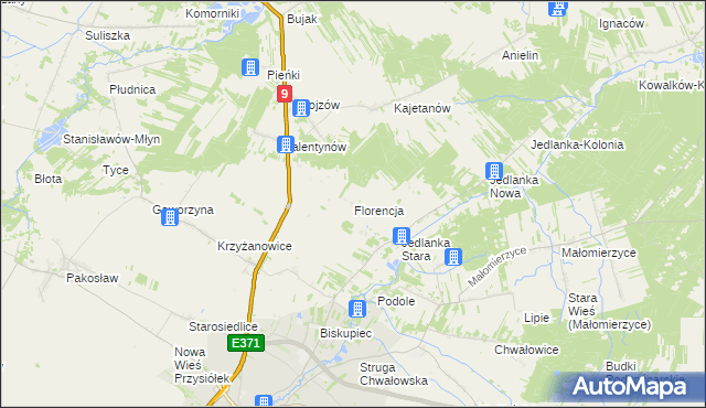 mapa Florencja gmina Iłża, Florencja gmina Iłża na mapie Targeo