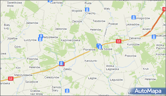 mapa Florianów gmina Policzna, Florianów gmina Policzna na mapie Targeo