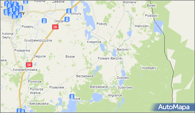 mapa Folwark-Berżniki, Folwark-Berżniki na mapie Targeo