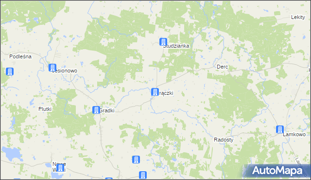 mapa Frączki gmina Dywity, Frączki gmina Dywity na mapie Targeo