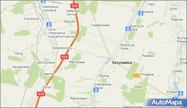 mapa Franciszków gmina Strzyżewice, Franciszków gmina Strzyżewice na mapie Targeo