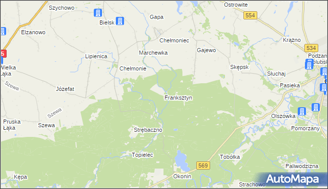 mapa Franksztyn, Franksztyn na mapie Targeo